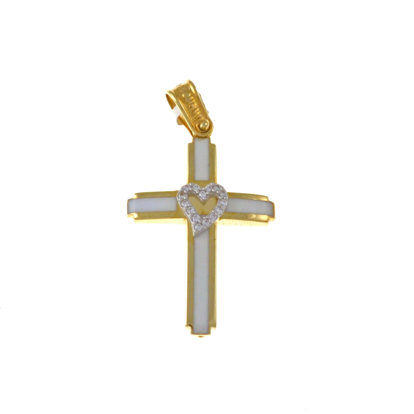 Εικόνα της ZIRCONIA HEART ON GOLD CROSS