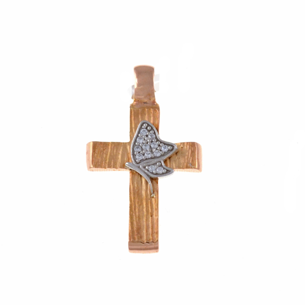 Εικόνα της ROSE GOLD CROSS WHITH BUTTERFLY