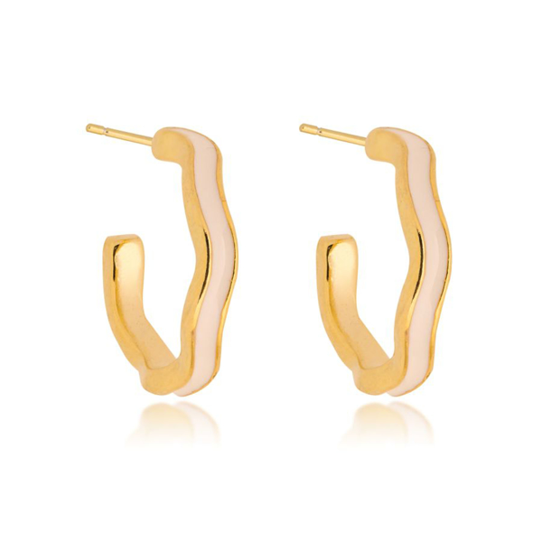 Picture of ENAMEL WHITE WAVY HOOPS