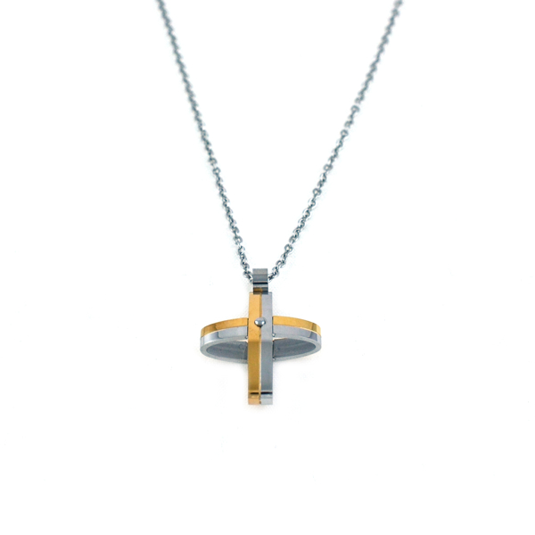 Εικόνα της GOLD-SILVER CROSS IN STEEL